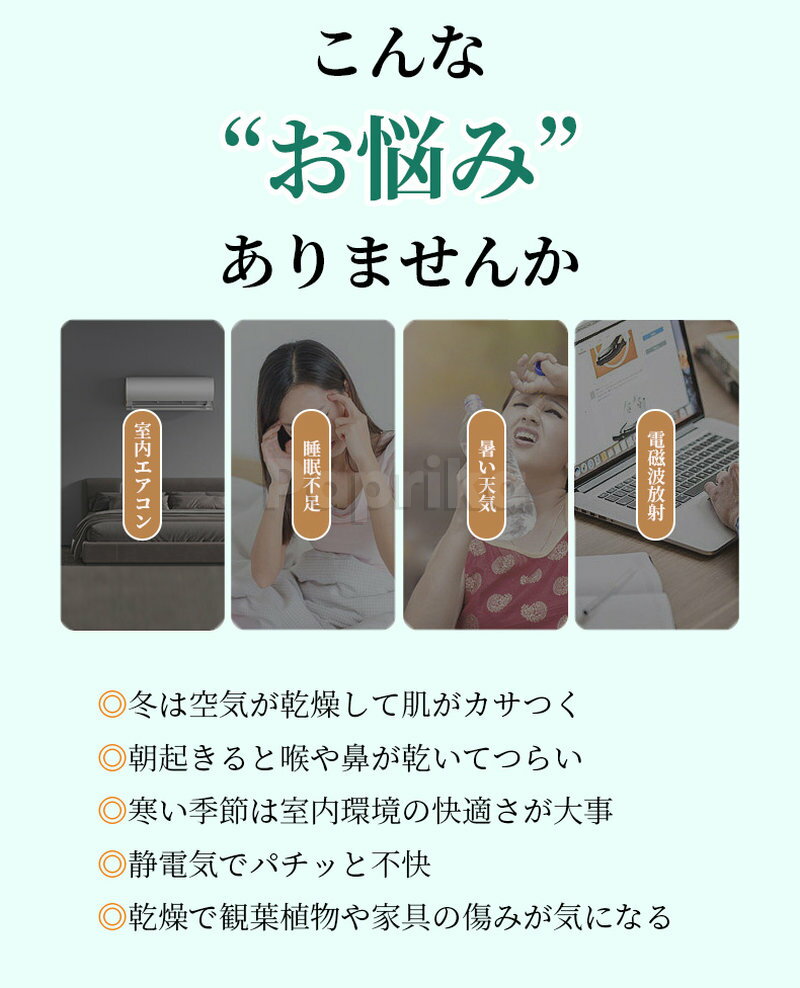 加湿器 卓上 二重除菌 お手入れ不要 オフィス加湿器 ないとライト 超音波加湿器 超...