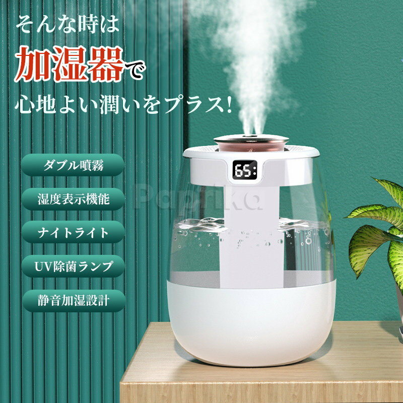 加湿器 卓上 二重除菌 お手入れ不要 オフィス加湿器 ないとライト 超音波加湿器 超...