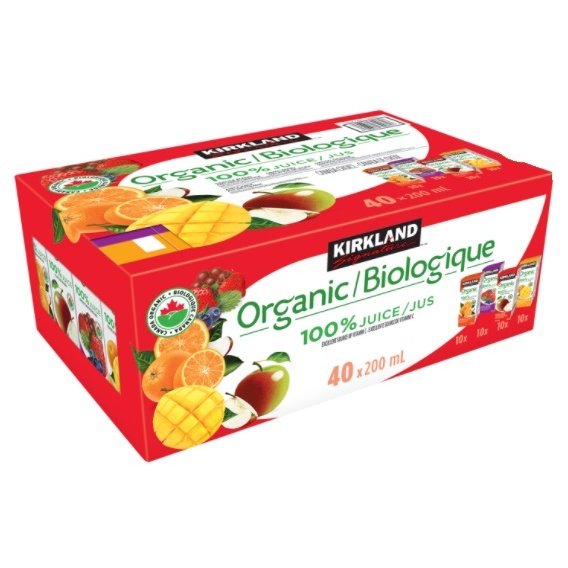 KIRKLAND SIGNATURE カークランドシグネチャー オーガニック100% ジュース 200ml x 40本 KS 100% ORGANIC JUICE BOX★送料無料★