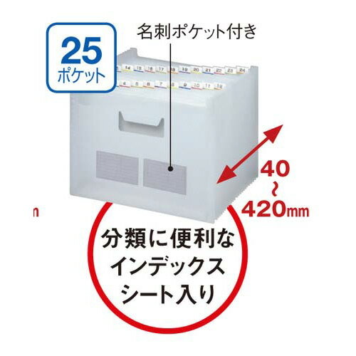 ファイル テージー ドキュメントファイルのび～る2　A4　25ポケット　クリア FD-247