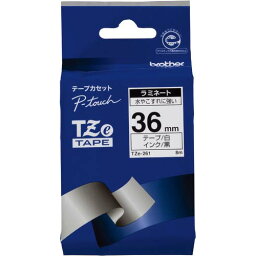 ブラザー ピータッチ用TZeテープカセット　白に黒文字36ミリ幅 TZE-261