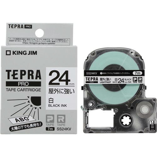 テプラ キングジム テプラPROテ-プ屋外に強い白/黒文字 24mm幅 白ラベル 黒文字 SS24KV テプラ キングジム テプラPROテ-プ屋外に強い白/黒文字 24mm幅 白ラベル 黒文字 SS24KV