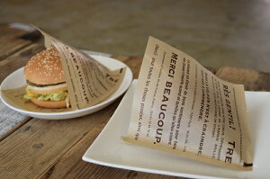 クラフトバーガー袋　メルシーL(1セット100枚入)【ハンバーガー袋】【パン 袋】【ラミネート加工】