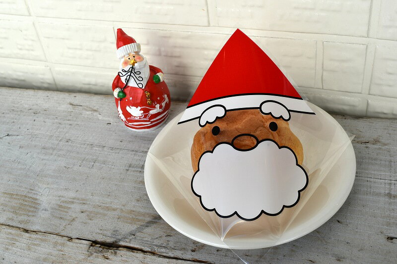 【クリスマス】OPPバーガー袋　サンタM(1セット100枚入)【ハンバーガー　シュークリーム　ラッピング　かわいい】