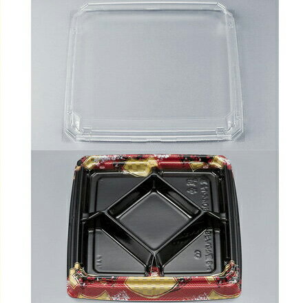 【シーピー化成】 BFハカマ膳9-1舞扇赤（N）セット (50枚) 使い捨て 業務用　弁当容器 米飯 演出　ボリューム感