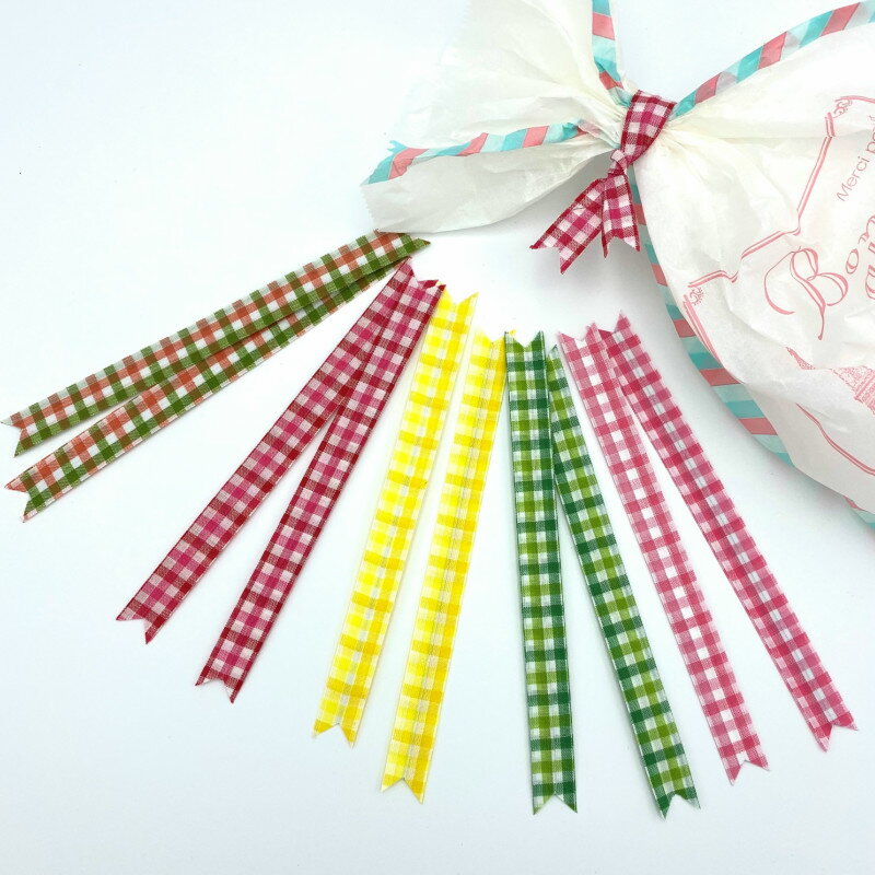 【在庫限り】【ネコポス対象商品】リボン タイ ワイド キャンディ チェック柄 (10本)ラッピング プレゼント ギフト 包材