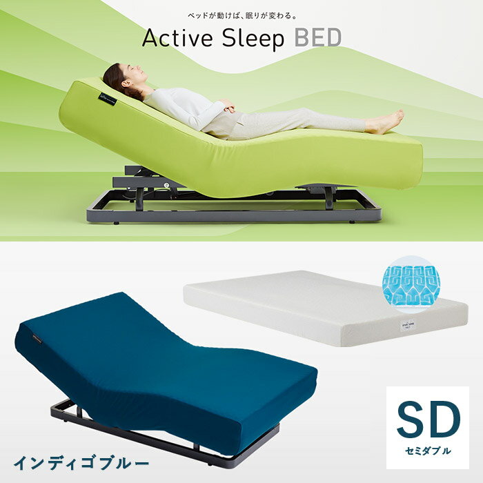 パラマウントベッド 電動ベッド アクティブスリープベッド activesleep （RA-2670) スマートスリープアクア マットレス セット セミダブル インディゴブルー 腰痛 リクライニングベッド リクライニング 目覚まし iot