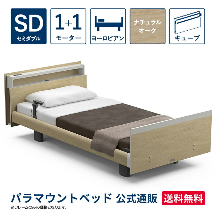 パラマウントベッド 電動ベッド INTIME1000 インタイム1000 セミダブル 120幅1+1モーター ヨーロピアン キューブナチュラルオーク【マットレス別売り】RQ-A118CA