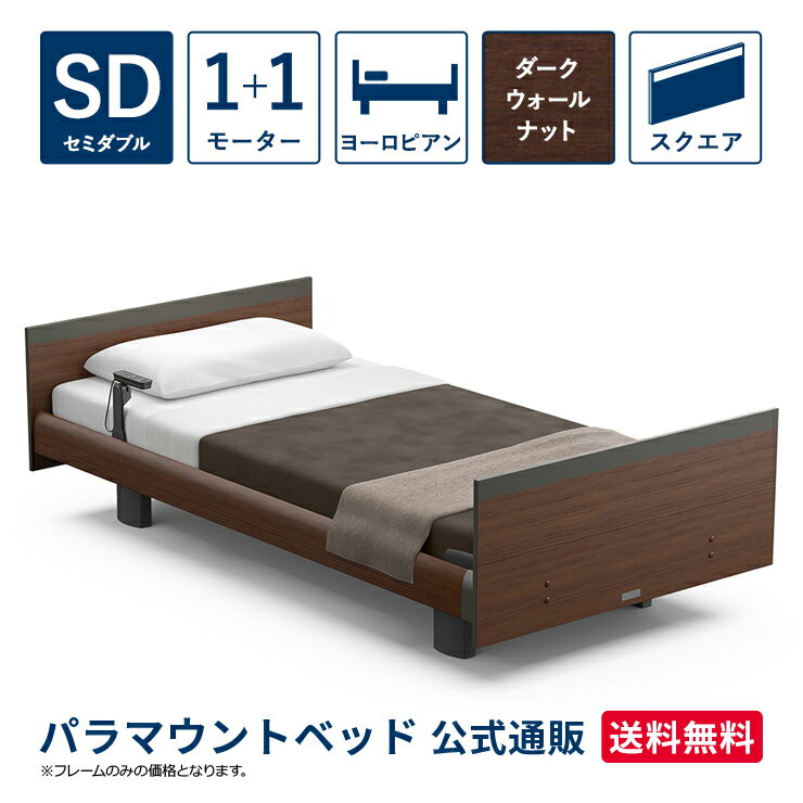 パラマウントベッド 電動ベッド INTIME1000 インタイム1000 セミダブル 120幅1+1モーター ヨーロピアン スクエアダークウォールナット【マットレス別売り】RQ-A118SD
