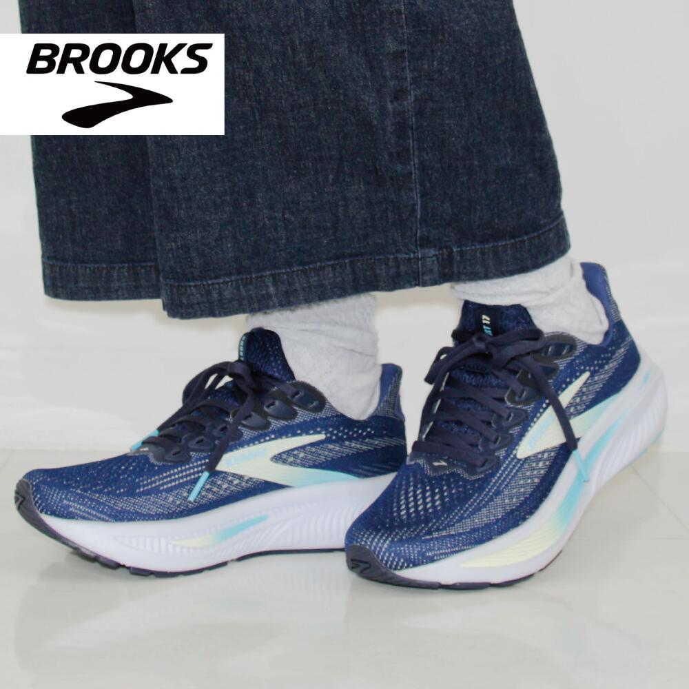 B幅 BROOKS Ghost17 BLK 返品交換可 ウォーキング スニーカー シューズ レディース 普段履き ゴースト17 ネイビー
