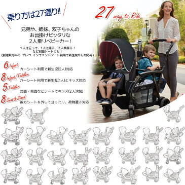 【P10倍・8月4日20時〜+クーポン有】グレコ 2人乗り ベビーカー モードデュオ ストローラー ブラックドット GRACO /配送区分A