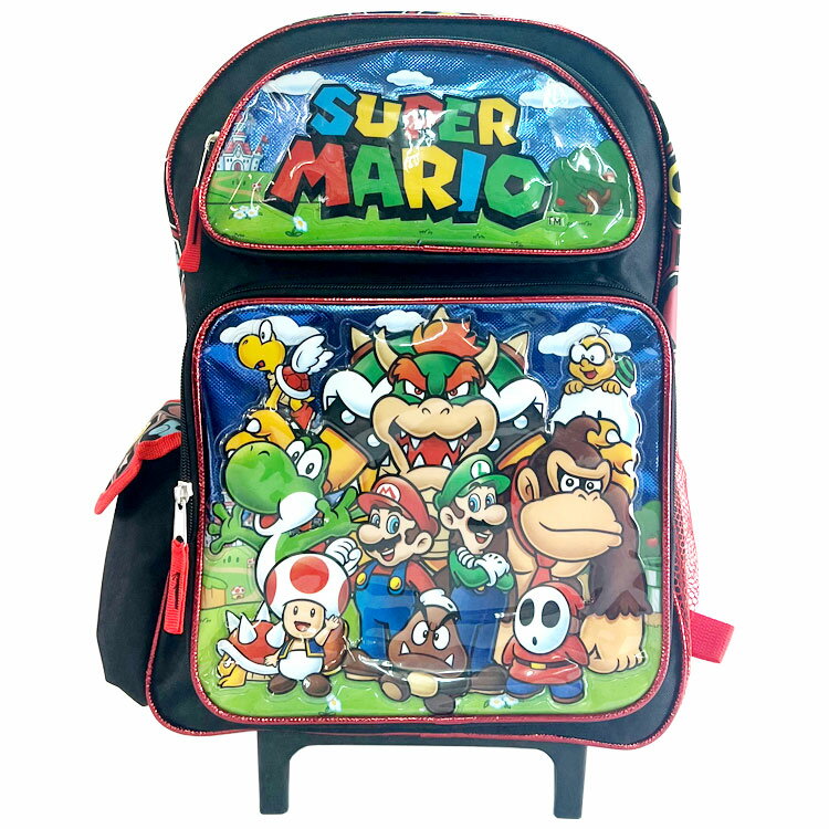 商品説明 商品名 LARGE 16" ROLLING BACKPACK サイズ 約 幅30×高さ39×奥行12cm 対象年齢 低学年〜高学年 頃 材質 ポリエステル 他 生産国 MADE IN CHINA. 仕様 ショルダーパッド入り。 ショルダー調節できます。 ヒモを引きずらない留めマジックテープ付き リュック時タイヤカバー付き 持ち手　33cm引き出し(地面から高さ75cm) チャックは両方向1点づつ 厚手のキャンバス地に内側はナイロンコーティングと長く愛用が出来お手入れも簡単 両サイドにはとっても便利なポケットが装備 A4ファイルも入るLサイズで、塾や、旅行、低学年〜高学年にお勧めのサイズです。 備考 ・ラッピング可(ラッピングバッグorボックスを商品と一緒にご購入下さい。) ・入荷時期によりデザイン・カラー変更の場合がございます。 ・輸入商品特有の製造上のキズや塗装剥がれ等や輸送時のパッケージのダメージが見受けられる場合がございます。 ※輸入商品の為、入荷時より少しの汚れや傷が付いているものがございます。 　当店ではそのような商品も輸入品ならではという判断の元、販売しております。 　その点に関しての返品・交換はお断りさせて頂いております。 ■画像と商品が一部異なる場合もございますのでご了承ください。 ■在庫数、価格は日々変動いたします。 ※お買いもの前に必ずご確認ください。 ■アメリカ製品について ■お買い物ガイド 【検索キーワード】 スーパーマリオ マリオ ルイージ クッパ ドンキーコング ヨッシー グッズ 子供 子ども用 キッズ 幼児 バックパック リュック キャラクター インポート アメリカ買い付け 海外 輸入 通園 通学 入園 入学 オシャレ 特別 スペシャル お祝い プレゼント クリスマス 誕生日 ギフト 遠足 ピクニック お出掛け 男の子 女の子 ボーイズ ガールズ キッズ トドラー キャラクターグッズ バッグ 旅行 遠足 かばん 機内持ち込み キャリー キャラクター