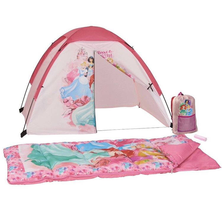 ディズニー プリンセス キャンプキット テント シェラフ 寝袋 リュック ライト デイ キャンプ アウトドア 室内 子供