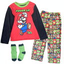 スーパーマリオ パジャマ ソックスセット 長袖 長ズボン フリース マリオ 子供用 キャラクター 寝巻き 110 120 130 140
