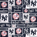 【楽天スーパーSALE★ポイント3倍】送料無料/ 10cm単位 続けてカット MLB ニューヨーク ヤンキース メジャーリーグ 149cm 大判 公式 生地 野球 総柄 コットン プリント 布 手作り 手芸