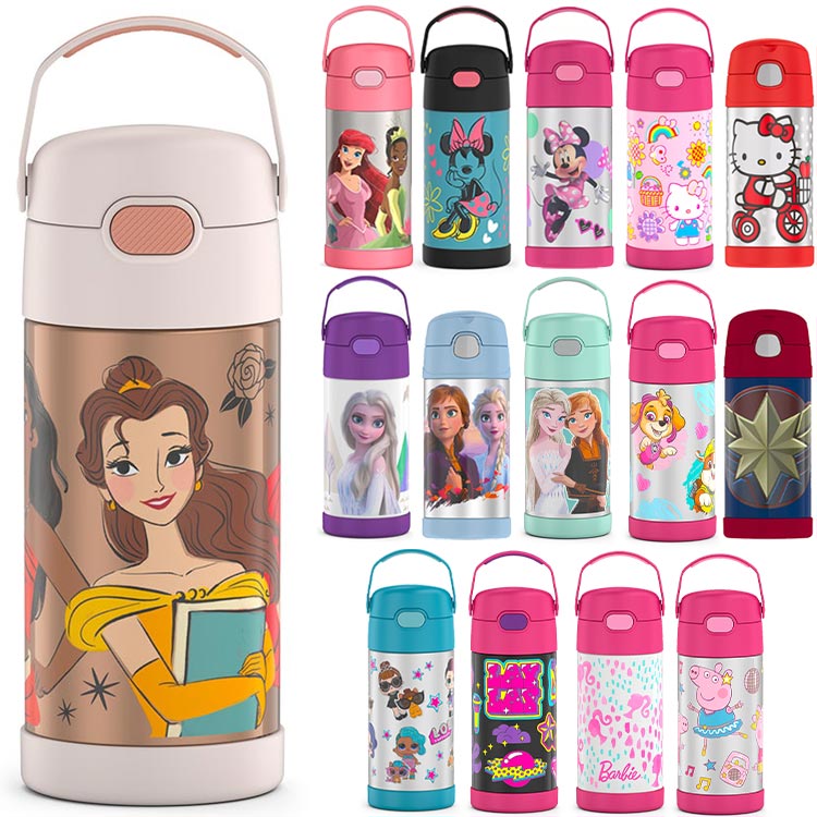 サーモス ストロー 水筒 子供 350ml THERMOS ステンレス ストローマグ 保冷 女の子 ディズニープリンセス ミニーマウス アナ雪 キティ トイストーリー