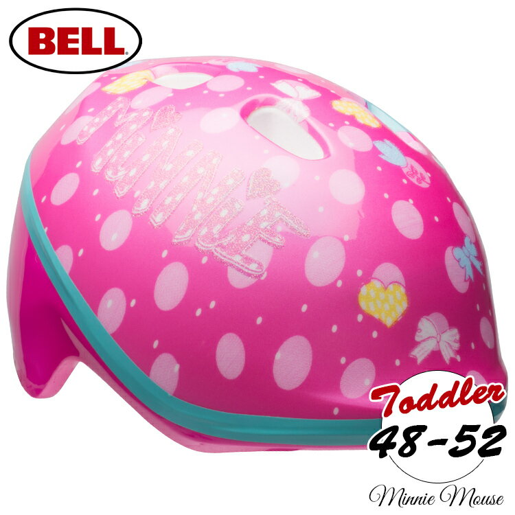 商品説明 メーカー BELL 商品名 DISNEY MINNIE MOUSE TODDLER BIKE HELMET 型番 7094304 サイズ 48-52cm 重さ 約0.5 kg 対象年齢 3歳から(メーカー参照) 安全基準 CPSC 1203 bike、ASTM F1492 skate安全基準適合 (自転車とスケート両方の安全規格をそれぞれ取得) 材質 PVC/ポリスチレン/ポリカーボネート/テリレン 生産国 Made in CHINA 仕様 あごひもはワンタッチで簡単に着脱が可能 ベンチレーション付きで、風が通り、頭も蒸れにくい構造 備考 ・ラッピング可(ラッピングバッグを商品と一緒にご購入下さい。) ・メーカーサイズ表記となります、サイズに不安のある場合は大きめのサイズをお選び下さい。 　サイズが小さいもしくは頭の形の違いにより入らないなどでの返品、交換はお受けできませんので予めご了承下さい。 ・製造過程で内側に文字の記載が見受けられる場合がありますが、不良品ではございませんのでご了承下さい。 ・製造上のキズや塗装剥がれ等や輸送時のパッケージへのダメージが見受けられる場合がございます。 ■予告なくメーカー仕様変更する場合がございます。 ■画像と商品が一部異なる場合もございますのでご了承ください。 ■在庫数、価格は日々変動いたします。 ※お買いもの前に必ずご確認ください。 ■アメリカ製品について ■お買い物ガイド 【検索キーワード】 Bell ベル アメリカ 海外 キャラクター ヘルメット 子供 子ども キッズ 幼児 園児 通園 通学 子ども用 自転車 バランスバイク キックボード 女の子 プレゼント 可愛い 目立つ おしゃれ ディズニー キャラクター ミニーちゃん