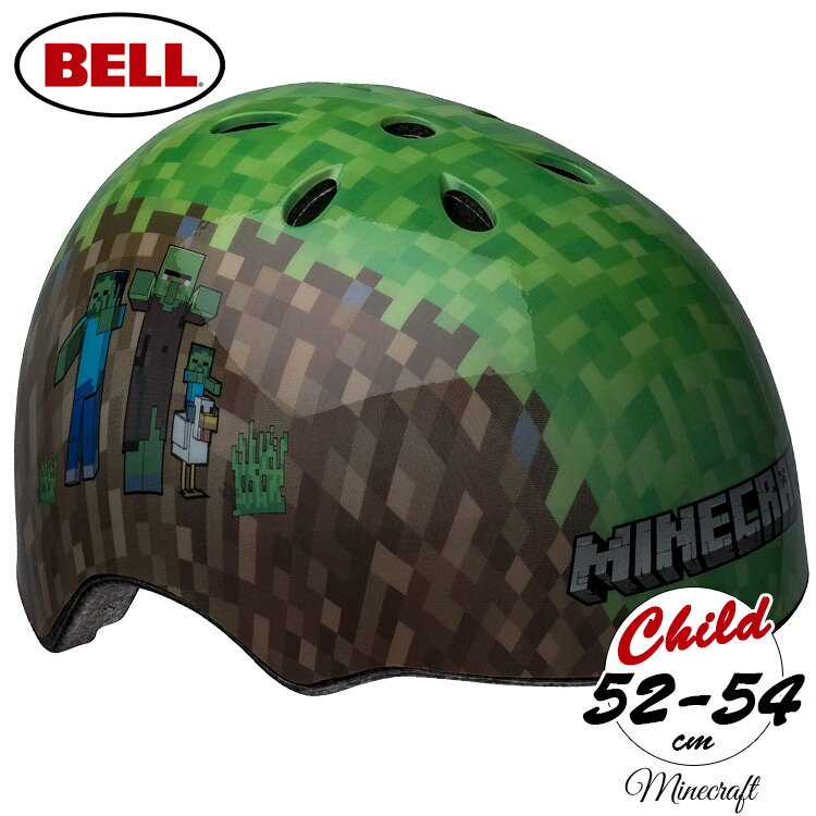 商品説明 メーカー BELL 商品名 Minecraft Child Multisport Helmet, Survival Mode 型番 7145782 サイズ 52-54cm 重さ 約0.5 kg 対象年齢 5歳から(メーカー参照) 安全基準 CPSC 1203 bike、ASTM F1492 skate安全基準適合 (自転車とスケート両方の安全規格をそれぞれ取得) 材質 PVC/ポリスチレン/ポリカーボネート/テリレン 生産国 Made in CHINA 仕様 あごひもはワンタッチで簡単に着脱が可能 ベンチレーション付きで、風が通り、頭も蒸れにくい構造 備考 ・ラッピング可(ラッピングバッグを商品と一緒にご購入下さい。) ・メーカーサイズ表記となります、サイズに不安のある場合は大きめのサイズをお選び下さい。 　サイズが小さいもしくは頭の形の違いにより入らないなどでの返品、交換はお受けできませんので予めご了承下さい。 ・製造過程で内側に文字の記載が見受けられる場合がありますが、不良品ではございませんのでご了承下さい。 ・製造上のキズや塗装剥がれ等や輸送時のパッケージへのダメージが見受けられる場合がございます。 ■予告なくメーカー仕様変更する場合がございます。 ■画像と商品が一部異なる場合もございますのでご了承ください。 ■在庫数、価格は日々変動いたします。 ※お買いもの前に必ずご確認ください。 ■アメリカ製品について ■お買い物ガイド 【検索キーワード】 Bell ベル キッズヘルメット 防災用 キックボード スケボー アメリカ 海外 キャラクター ヘルメット 子供 子ども キッズ 通学 子ども用 自転車 バランスバイク 女の子 プレゼント 可愛い 目立つ おしゃれ ブランド 子供ヘルメット キャラクター マイクラ マインクラフト クリーパー