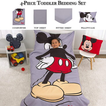 【楽天スーパーSALE割引商品】ディズニー ミッキーマウス ボディ子供 寝具 4点 セット トドラーベッディング 子ども用 ベッドカバー 掛布団 シーツ 枕カバー