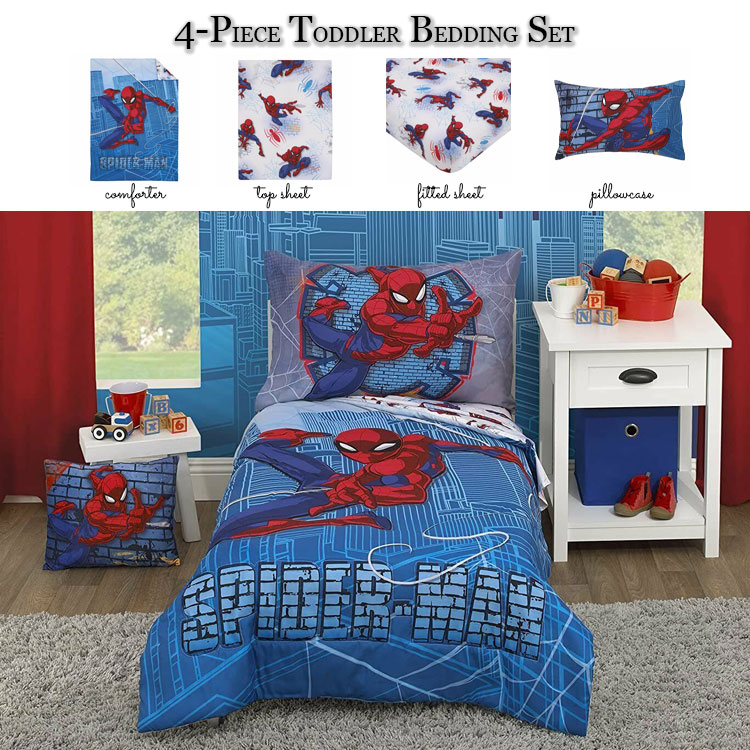 ディズニー スパイダーマン 子供 寝具 4点 セット トドラーベッディング 子ども用 ベッドカバー 掛布団 シーツ 枕カバー [2]