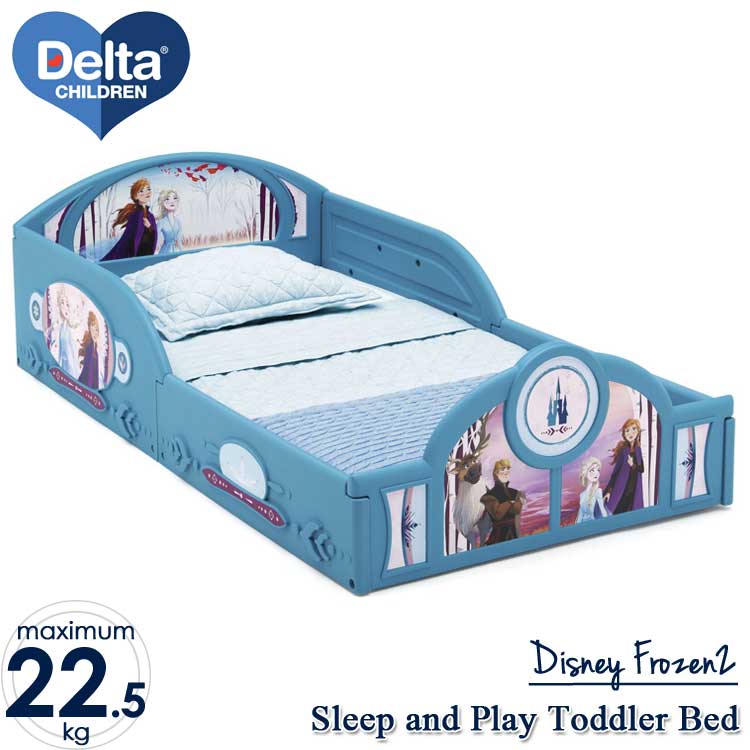 商品説明 メーカー Delta 商品名 Frozen II Plastic Sleep and Play TODDLER BED 型番 BB81450FZ サイズ 本体：75W×138L×44H cm 重さ 6.8kg 対象年齢 1歳半から22.7kgまで(メーカー参照) 安全基準 米国安全基準適合(ASTM) 米国消費者製品安全委員会適合(CPSC) 材質 プラスチック製 生産国 Made in China 仕様 『ディズニー アナと雪の女王2の幼児用ベッド』 フットボードとヘッドボードには ディズニーキャラクターの中でも大人気のアナとエルサや アナ雪キャラクターを2ならではのタッチで描かれた可愛いデザイン。 ボールを入れてボールプールなど、プレイスペースとしてもお使い頂けます。 サイドフレームに高さがあり、転倒防止 標準的な幼児用マットレスが使用可能（マットレスサイズ約134cm×70cm×17cm） ※マットレスやシーツなどは別途ご用意ください 備考 ・ラッピング不可 ・組立必要/説明書図解（英語表記） ・入荷時期によりデザイン・カラー変更の場合がございます。 ・小さなパーツを含む場合がございます、お子様から離れて大人の方が組み立て下さい。 ・組み立て時に加工が必要な場合や、ボルト・ネジなどを別途お手配頂く場合もございます。 ・輸入品特有の製造上のキズ、塗装剥がれ等や輸送時の外箱ダメージが見受けられる場合がございます。 ・メーカー出荷時の状態により、箱を修繕しお送りする場合もございます。 ・ご使用時、必ず大人の方がそばで付き添って下さい。 ■画像と商品が一部異なる場合もございますのでご了承ください。 ■在庫数、価格は日々変動いたします。 ※お買いもの前に必ずご確認ください。 ■アメリカ製品について ■お買い物ガイド 【検索キーワード】 ディズニー グッズ インテリア トイ・ストーリー 子供 家具 インテリア アナと雪の女王2子供部屋 幼児用 ベッド 子ども こども アナ エルサ かわいい オシャレ デルタ 子供用ベッド キッズ ディズニー トドラーベッド キッズインテリア 睡眠 人気 アメリカ インポート 輸入 キッズスペース 施設 店舗 プレゼント 誕生日 クリスマス