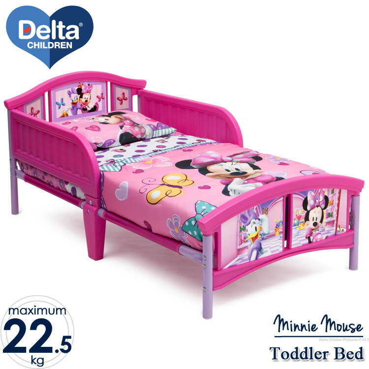 商品説明 メーカー Delta 商品名 Minnie Mouse Plastic Toddler Bed 型番 BB86686MN サイズ 本体：75W×140L×66H cm 対象年齢 1歳半から22kgまで 安全基準 米国安全基準適合(ASTM) 米国消費者製品安全委員会適合(CPSC) 材質 スチール、プラスチック 仕様 標準トドラーマットレス(別売り)を使用して下さい。 備考 ・ラッピング不可 ・組立必要/説明書図解（英語表記） ・小さなパーツを含む場合がございます、お子様から離れて大人の方が組み立て下さい。 ・組み立て時に加工が必要な場合や、ボルト・ネジなどを別途お手配頂く場合もございます。 ・輸入商品特有の製造上のキズや塗装剥がれ等や輸送時のパッケージのダメージが見受けられる場合がございます。 ・入荷時期によりデザイン・カラー変更の場合がございます。 ・お届けボックスに関しましては、メーカー出荷時の状態より入荷時の箱を加工しお送りする場合もございます。 ※お買いもの前に必ずご確認ください。 ■アメリカ製品について ■FAQはこちら 【検索キーワード】 Paranino パラニーニョ アメリカ USA 輸入雑貨 キッズルーム インテリア クリスマス 誕生日 delta デルタ bb86686mn 3歳 4歳 5歳 6歳 子供用 キャラクター ディズニー ミニー ミニーちゃん ミッキー&フレンズ インテリア 子供用ベッド 子供部屋 ディズニー ミッキーマウス トドラーベッド