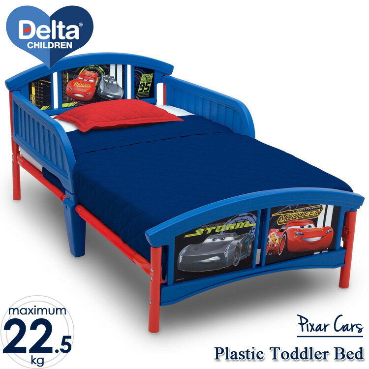 商品説明 メーカー Delta 商品名 Cars Plastic Toddler Bed 型番 BB86992CR サイズ 本体：75W×140L×66H cm 対象年齢 1歳半から22.5kgまで 安全基準 米国安全基準適合(ASTM) 米国消費者製品安全委員会適合(CPSC) 材質 スチール、プラスチック 仕様 標準トドラーマットレス(別売り)を使用して下さい サイドのバーは、開閉可能、通常はロックしています 備考 ・ラッピング不可 ・組立必要/説明書図解（英語表記） ・小さなパーツを含む場合がございます、お子様から離れて大人の方が組み立て下さい。 ・組み立て時に加工が必要な場合や、ボルト・ネジなどを別途お手配頂く場合もございます。 ・輸入商品特有の製造上のキズや塗装剥がれ等や輸送時のパッケージのダメージが見受けられる場合がございます。 ・入荷時期によりデザイン・カラー変更の場合がございます。 ・お届けボックスに関しましては、メーカー出荷時の状態より入荷時の箱を加工しお送りする場合もございます。 ※お買いもの前に必ずご確認ください。 ■アメリカ製品について ■FAQはこちら 【検索キーワード】 Paranino パラニーニョ アメリカ USA 輸入雑貨 キッズルーム 子供部屋 キャラクター ベッド 誕生日 クリスマス プレゼント delta デルタ bb86992cr 2歳 3歳 4歳 5歳 6歳 子供用ベッド キャラクター ディズニー マックウィーン メーター インテリア