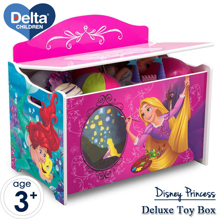 商品説明 メーカー Delta 商品名 Princess Deluxe Toy Box 型番 TB83410PS-1034 サイズ 本体：約L60cm×W37cm×H55cm BOX：L40cm×H65cm×W10cm 重さ 10.5kg 対象年齢 3歳頃から(メーカー参照) 安全基準 米国消費者製品安全委員会(CPSC) 材質 MDF製 生産国 Made in China 仕様 お人形や絵本などおもちゃ箱から、衣類収納に。 子供達が大好きなキャラクターだからこそ、満足出来る1点。 安全面を考えて、角は全て丸く削られていて、フタはゆっくりと閉まる設計、 フタとの接触面は隙間を作り指を挟む心配がなく安心。 フタを閉じると、テーブルの様に、お絵かきも楽しめる！ 備考 ・ラッピング可(ラッピングバッグを商品と一緒にご購入下さい。) ・組立必要/説明書図解（英語表記） ・入荷時期によりデザイン・カラー変更の場合がございます。 ・小さなパーツを含む場合がございます、お子様から離れて大人の方が組み立て下さい。 ・組み立て時に加工が必要な場合や、ボルト・ネジなどを別途お手配頂く場合もございます。 ・輸入品特有の製造上のキズ、塗装剥がれ等や輸送時の外箱ダメージが見受けられる場合がございます。 ・メーカー出荷時の状態により、箱を修繕しお送りする場合もございます。 ・ご使用時、必ず大人の方がそばで付き添って下さい。 ※お買いもの前に必ずご確認ください。 ■アメリカ製品について ■FAQはこちら 【検索キーワード】 ディズニー グッズ インテリア デラックス ふた付き おもちゃ箱 ディズニープリンセス 子供部屋 お片付け 収納 ラック 子供 大容量 子ども 長方形 こども ボックス 絵本 デルタ かわいい オシャレ アメリカ インポート 輸入 キッズスペース 施設 プレゼント 誕生日 クリスマス 孫 女の子 姪 アリエル ラプンツェル