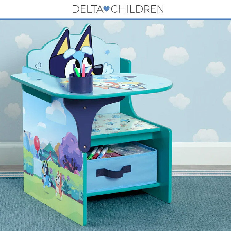デルタ ディズニー ブルーイ 一体型 チェアーデスク 男の子 女の子 3歳から テーブル イス セット TC83562BU Delta [2]