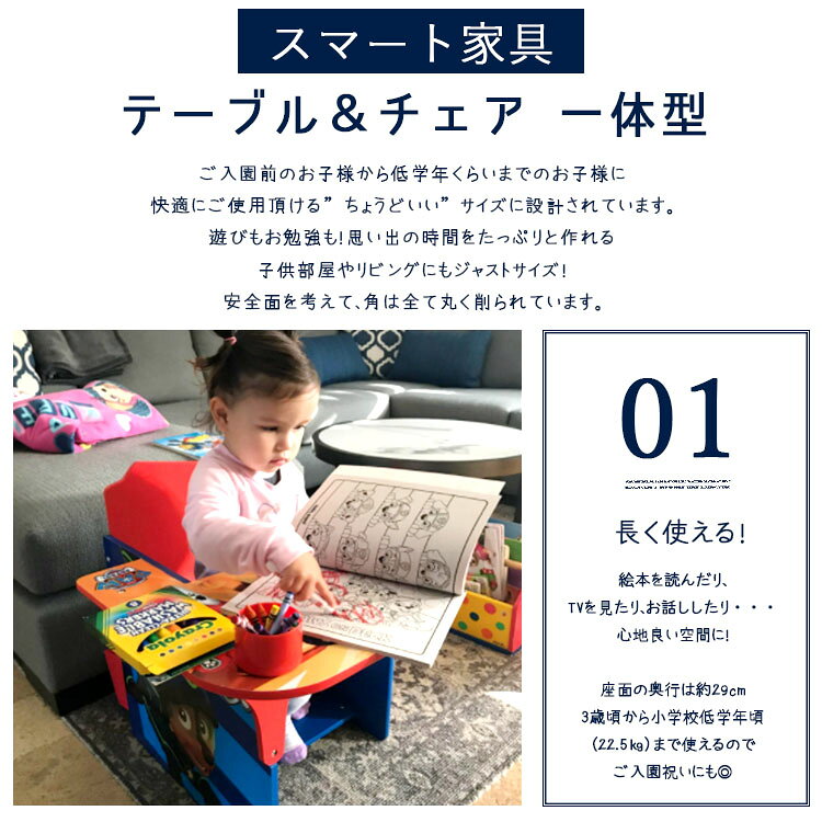 デルタ パウ・パトロール 一体型 チェアーデスク 子供 学習机 椅子付き テーブル パウパト Delta [3]