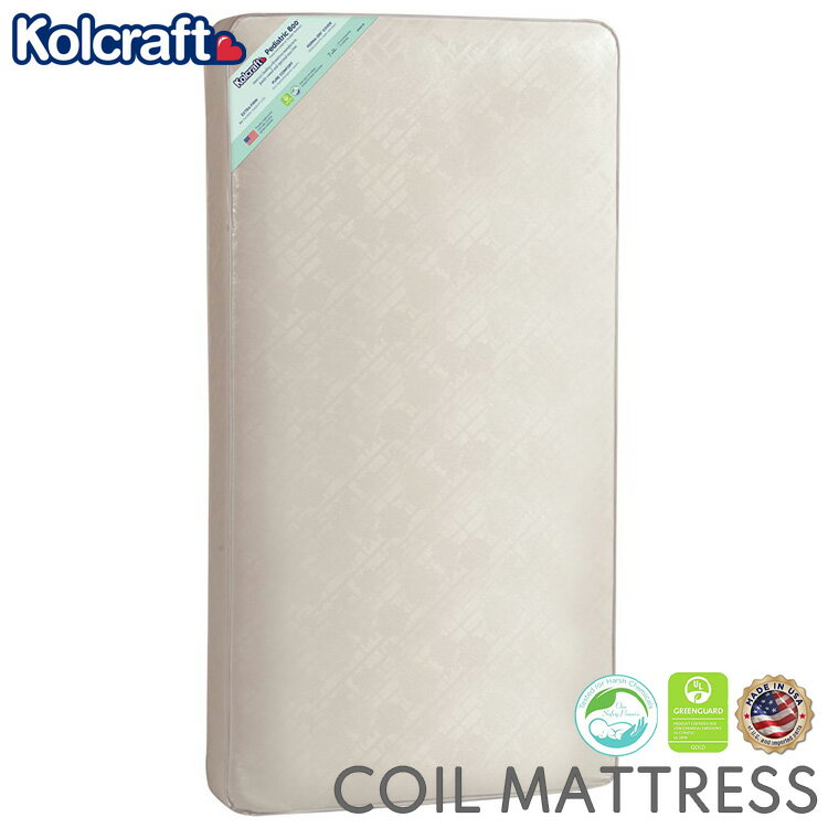 商品説明 メーカー Kolcraft 商品名 Pediatric 800 Coil Mattress 型番 サイズ 本体：132L×71W×13H cm 重さ 5.4kg 安全基準 GREENGUARD ゴールド認定 難燃性試験（16 CFR 1632/1633）合格 フタル酸エステル、鉛、毒性試験 合格 仕様 海外基準、当店販売中のトドラーベッドに適合サイズ 耐久性・耐熱性のあるスチールコイル80個でお子様の体を支え快適な睡眠を提供。 ラミネート加工の特殊縫製により、マットレス内へのアレルゲンやバクテリアの侵入を抑制 もしもの時にも、表面が防水素材のため汚れを簡単にふき取れ衛生的！ 生産国 USA 備考 ・ラッピング不可 ・輸入商品特有の製造上のキズや塗装剥がれ等や輸送時のパッケージのダメージが見受けられる場合がございます。 ・入荷時期によりデザイン・カラー変更の場合がございます。 ・お届けボックスに関しましては、メーカー出荷時の状態より入荷時の箱を加工しお送りする場合もございます。 ・ご使用時、必ず大人の方がそばで付き添って下さい。 ※お買いもの前に必ずご確認ください。 ■アメリカ製品について ■お買い物ガイド 【検索キーワード】 コルクラフト Kolcraft トドラーマットレス ベビー用 子供用 キッズマットレス トドラーベッド 幼児ベッド 幼児サイズ クリブ マットレス マット