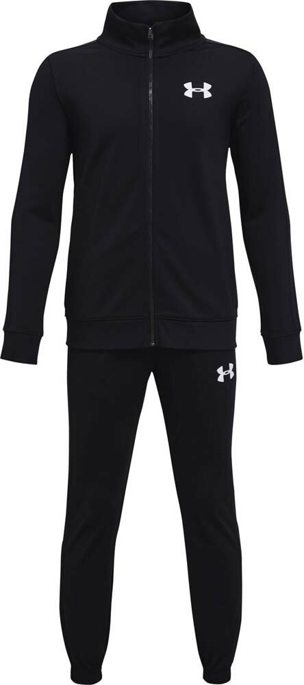 品番 1363290 ブランド UNDER ARMOUR(アンダーアーマー) 詳細 【商品名】UA Knit Track Suit / UAニット トラックスーツ【カラー】001 Black / White【素材】ポリエステル100％【サイズ】サイズ/着丈/身幅/肩幅/袖丈/-YSM/51.5/37/−/−/69YMD/55/39.5/−/−/72.5YLG/59/42/−/−/75.5YXL/63/44.5/−/−/78.5【特長】速乾性に優れた裏起毛のしなやかなトリコットニット素材が、柔らかな肌触りと暖かさを提供する。ジャケットはゆったりとしたフィットでリラックスした着心地、パンツはテーパードシルエットですっきりとしたシルエットを演出する。上下セット商品。裏起毛で保温性が高く、軽量で速乾性にも優れる上下ともに両サイドにポケットありジャケット：ルーズフィット、袖・裾はリブ仕様パンツ：フィッティドフィット、テーパードシルエット外側にドローコードが付いたリブ仕様のウエストバンド上下2点セット ※在庫はメーカーと共有しておりますので、店頭在庫が欠品の場合はメーカー取り寄せとなり、入荷まで1週間ほど掛かる場合もございます。※メーカー在庫は非常に流動的でございます。メーカー在庫完売の為、商品をご用意することが出来ない場合がございます。※モニタ閲覧環境によっては、画面の商品と実際の商品の色が異なって見える場合がありますがご了承ください。※当店では複数店舗で在庫を共有している為、稀にご注文が重なり在庫切れとなる場合がございます。その際はメールにてご連絡させていただいております。ご了承くださいませ。メーカー希望小売価格はメーカーサイトに基づいて掲載しています。