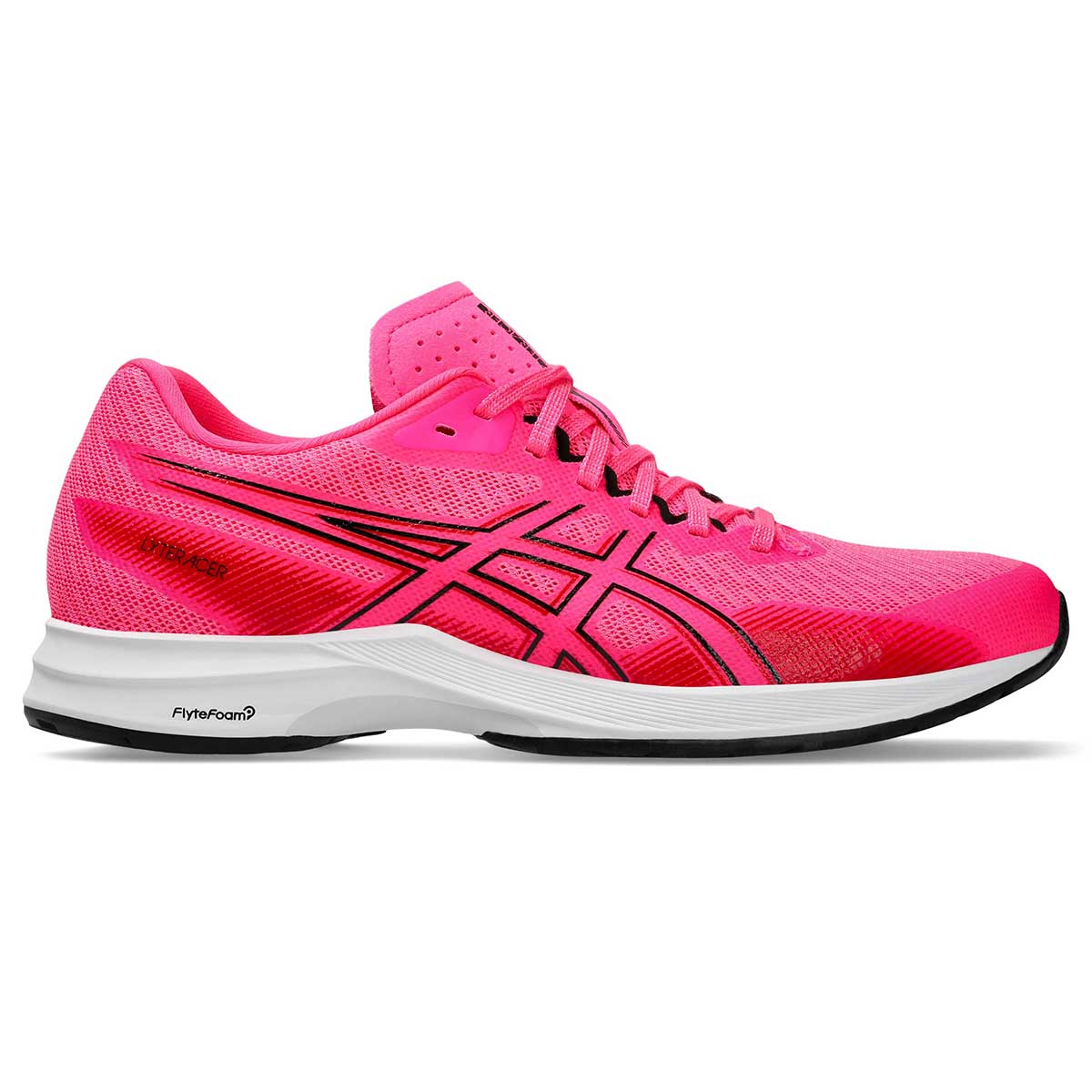 品番 1012B701 ブランド ASICS(アシックス) 詳細 【商品名】LYTERACER 5 レディース【カラー】700 Hot Pink/Black【仕様】幅/ラスト: STANDARD【特徴】より軽く、快適な履き心地を目指したLYTERACER 5。やわらかく通気性に優れたアッパー素材を使用しました。破れやすいところにはメッシュの上からプリント補強を施し、軽量性と耐久性のバランスを追求しています。しっかりと屈曲し、自分の足で路面をとらえて走ることができる点が特徴であり、ハードなトレーニングに求められるスピードとタフさを兼ね備える。さまざまな競技の部活生におすすめの一足です。 LYTERACER 5 合成繊維・合成樹脂・人工皮革（合成皮革） Vietnam ※在庫はメーカーと共有しておりますので、店頭在庫が欠品の場合はメーカー取り寄せとなり、入荷まで1週間ほど掛かる場合もございます。※メーカー在庫は非常に流動的でございます。メーカー在庫完売の為、商品をご用意することが出来ない場合がございます。※モニタ閲覧環境によっては、画面の商品と実際の商品の色が異なって見える場合がありますがご了承ください。※当店では複数店舗で在庫を共有している為、稀にご注文が重なり在庫切れとなる場合がございます。その際はメールにてご連絡させていただいております。ご了承くださいませ。メーカー希望小売価格はメーカーサイトに基づいて掲載しています。