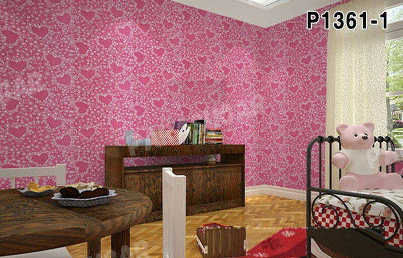【100m】p1361-1 ハート パターン ピンク 壁紙 シール リフォーム 多用途 ウォールステッカー はがせる リメイクシート