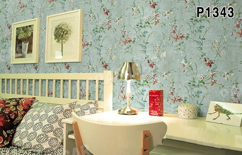 【100m】p1343 ブルー 花柄 フラワー パターン 壁紙 シール リフォーム 多用途 ウォールステッカー はがせる リメイクシート