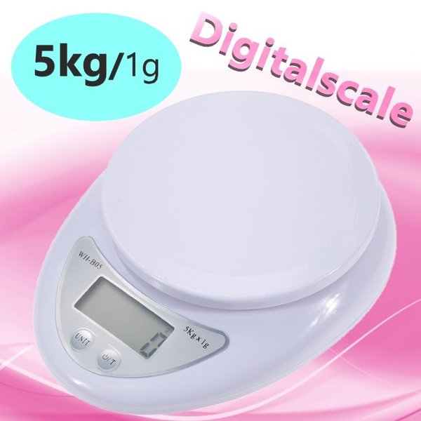 小型で高機能 1g〜5kg デジタルスケール 液晶 電子スケール 計り キッチンスケール郵便 食品 測定 重量 1