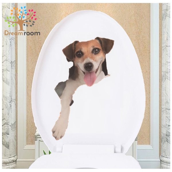 Rakuten - 超リアル☆ 3D ウォールステッカー ワンちゃん リアル 犬 A 騙し絵 トリックアート DOG インテリア 剥がせる 壁紙 シール DIY わんわん