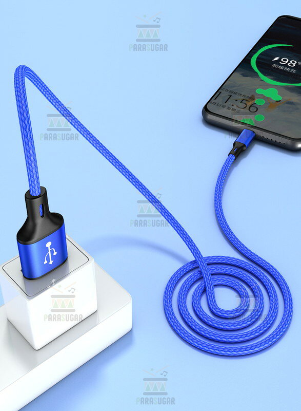 【 1M 】 断線防止 充電ケーブル iPhone ブルー 充電 急速充電 ライトニングケーブル USB2.0 ケーブル 高速データ転送 高耐久ナイロン 充電器 アダプタ