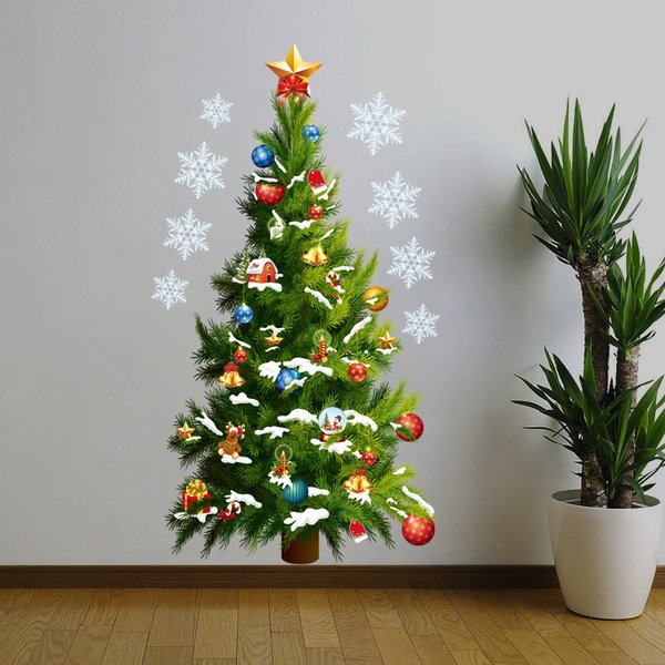 Rakuten - Xmas クリスマスツリー ウォールステッカー パーティー イベント ロゴ シルエット シール C957