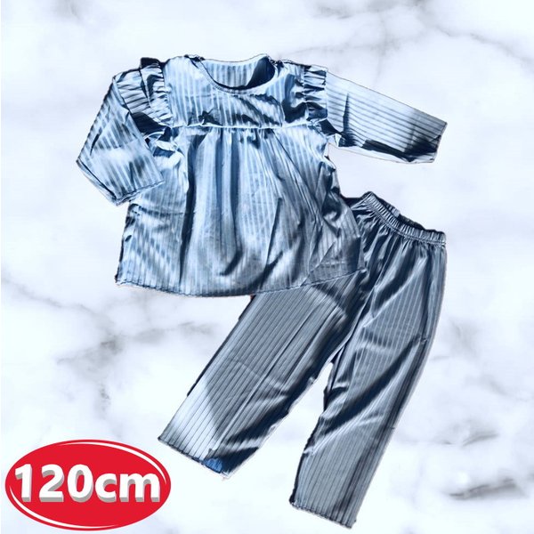 ふわっと可愛い！ Aライン デザインルームウェアー 【ブルー 120cm】 女の子 可愛い 部屋着 敏感肌にもおすすめ