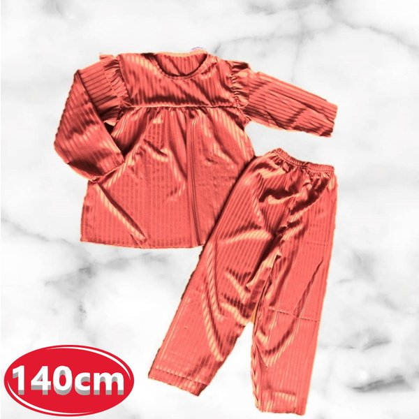 ふわっと可愛い！ Aライン デザインルームウェアー 【ピンクレッド 140cm】 女の子 可愛い 部屋着 敏感肌にもおすすめ