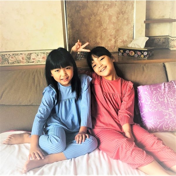 ふわっと可愛い！ Aライン デザインルームウェアー 【ピンクレッド 140cm】 女の子 可愛い 部屋着 敏感肌にもおすすめ