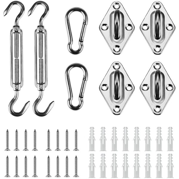 304ステンレス製 【 5インチ 】 サンシェイド 取り付け金具 固定キットオーニング 取付金具 フック カラビナ ネジ