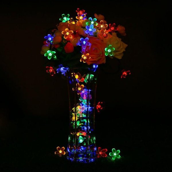 ソーラー flower イルミネーションライトLED 【レインボー 22m 200球】防水 庭灯 照明 屋外 装飾