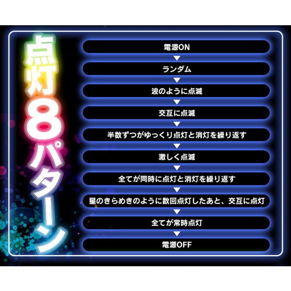 8種の点灯パターン搭載 ソーラー イルミネーションライトLED 【レインボー 22m 200球】防水 庭灯 照明 屋外 装飾