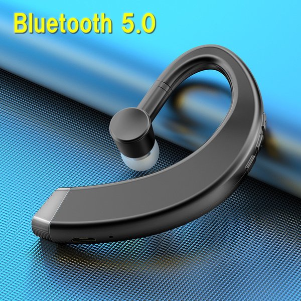 ワイヤレス Bluetooth 5.0 マイク付き イヤホン ブラック ロング ハンギング イヤー 防水 耳かけ
