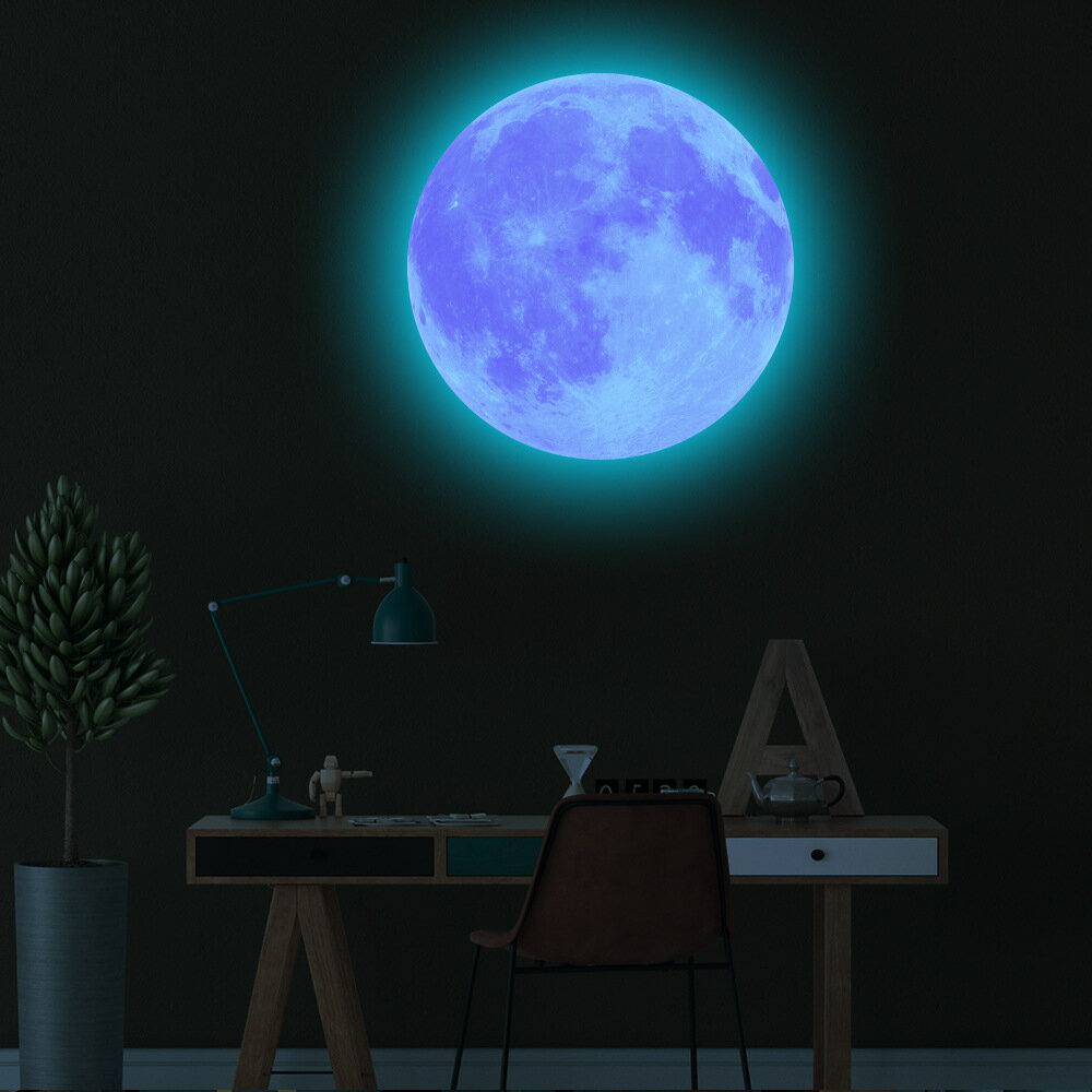 暗闇で光る☆蓄光 惑星 ピンク×ブルー光 40cm 星 スター 宇宙 ウォールステッカー 壁 天井 シール リメイク リフォーム DIY C877のサムネイル