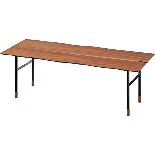 センターテーブル 【ブラウン】 天然木化粧繊維板(ウォルナット) ウレタン塗装 スチール(粉体塗装)