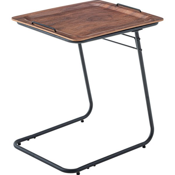 ソファサイドテーブル 【ブラウン】 天然木化粧合板(ウォルナット) ラッカー塗装 スチール(粉体塗装)