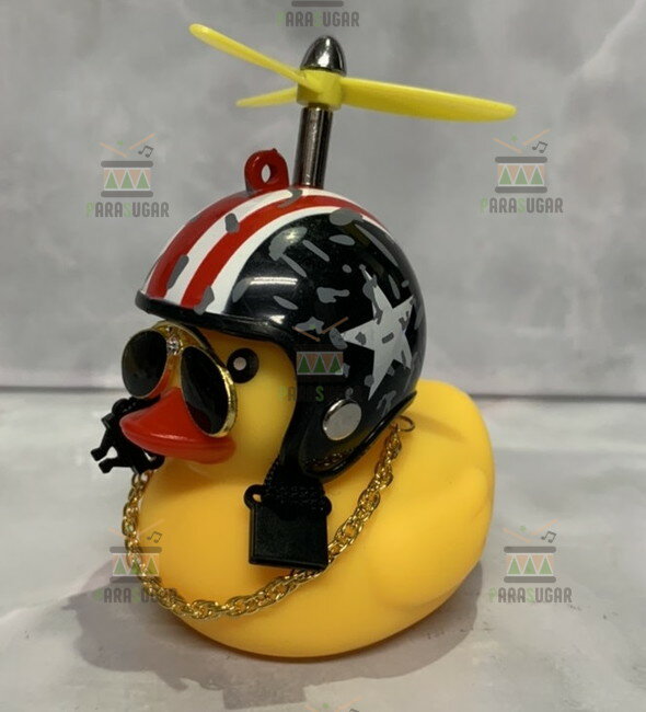 【送料コミコミ】 光る ちょいワル アヒル 赤黒☆ 自転車 バイク 車に！サングラス ネックレス プロペラ 付き アヒル隊長 ヘルメット プロペラ ライト アヒル ワル アヒル隊長 ライトのサムネイル